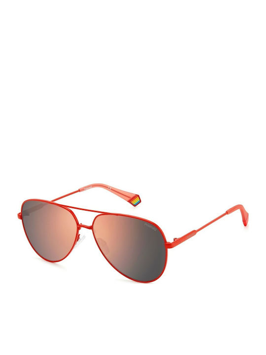 Polaroid Unisex Sunglasses with Red Metal Frame...