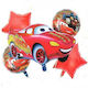 Set of 5 Balloons Foil Multicolour Disney Cars