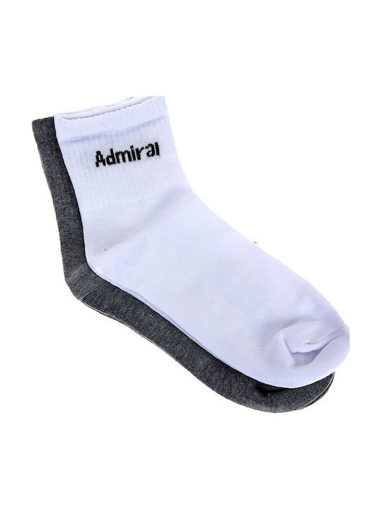 Admiral Quorter Αθλητικές Κάλτσες White/ Grey Melange 2 Ζεύγη
