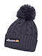 Jaida Pom Pom Beanie Frauen Beanie mit Strickmuster in Marineblau Farbe