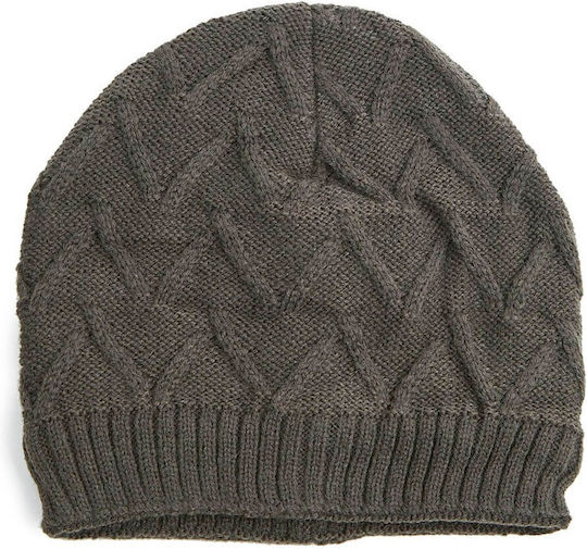 Beanie Ανδρικός Σκούφος με Πλεξούδες σε Γκρι χρώμα