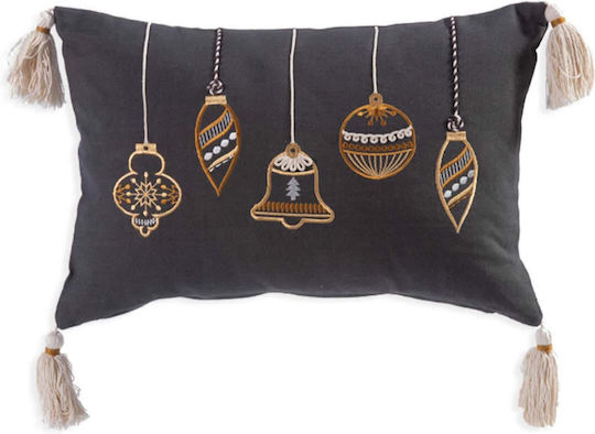 Nef-Nef Homeware Christmas Decorative Pillow Belle Rectangular Black 30x45cm