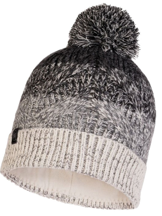 Buff Pom Pom Beanie Frauen Fleece Beanie mit Strickmuster in Gray Farbe