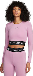 Nike Women's Long Sleeve Sport Blouse Orchid/Black DX2315-522