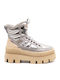Raven Snow Leather Women's Ankle Boots with Medium Heel Silver