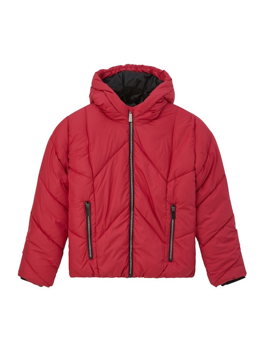 Kids' Casual Jacket Short with Lining & Hood Red