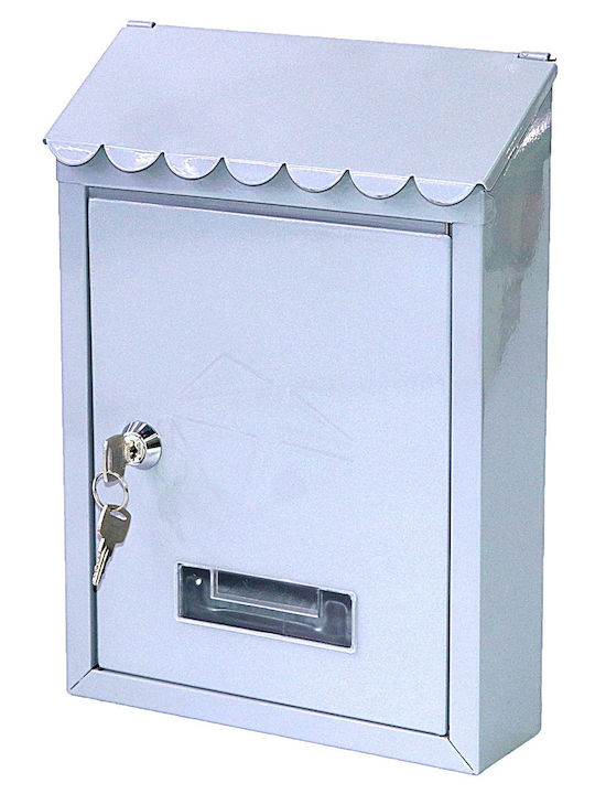 Outdoor Mailbox Metallic in White Color 21.7x7x30cm