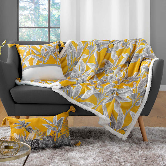 L-C Isibelle Κουβέρτα Γούνινη Καναπέ 125x150εκ. Jaune