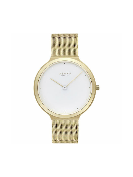 Obaku Satin Lille Uhr mit Gold Metallarmband