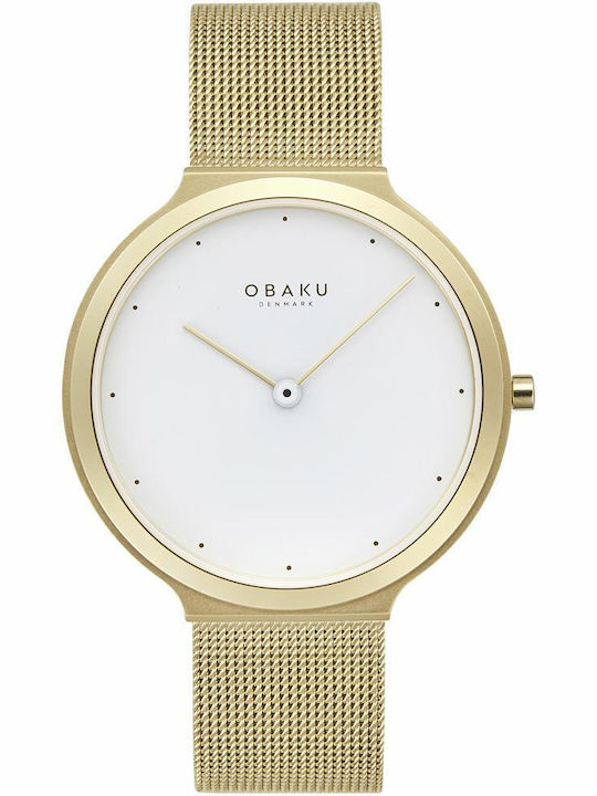 Obaku Satin Lille Damen Uhr mit Gold Metallarmband