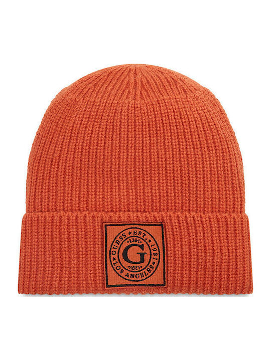 Beanie Beanie with Rib Knit in Orange color
