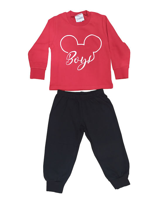 Galaxy Set Top & Bottom Kids Winter Pyjamas Red