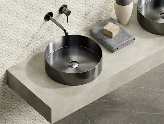 Karag Venus Επικαθήμενος Νιπτήρας Inox 38x38x11cm