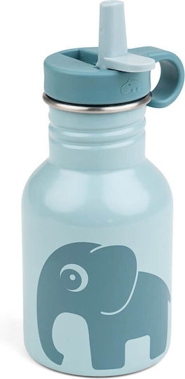 Done by Deer Elpheeblue Kids Water Bottle Stainless Steel with Straw Blue 350ml (Various Designs/Colours)