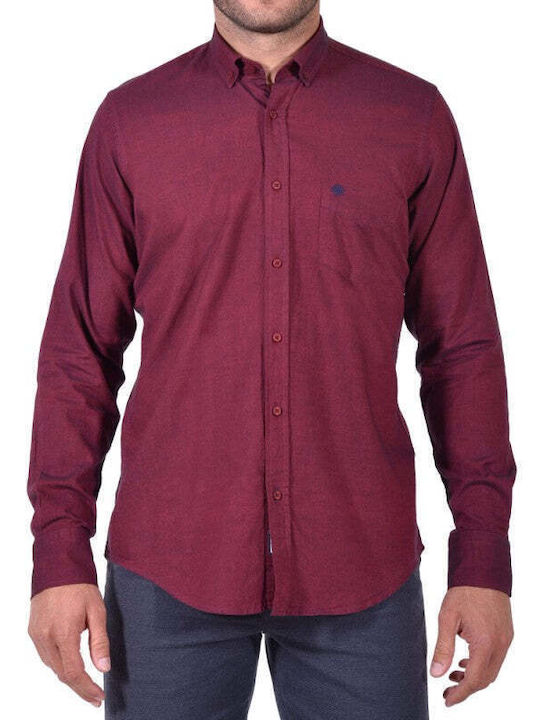 Dors Long Sleeve Shirt in Regular Fit Burgundy