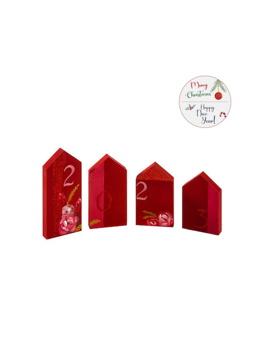 Parisis Christmas Wooden Figure Sign Red Composition 2023
