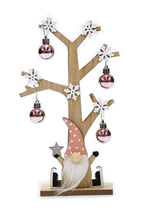 Christmas Decorative Wood Tree 29cm Adorned Beige