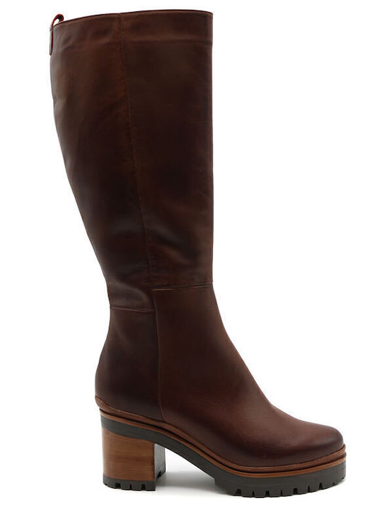 Leder Damenstiefel Tabac Braun