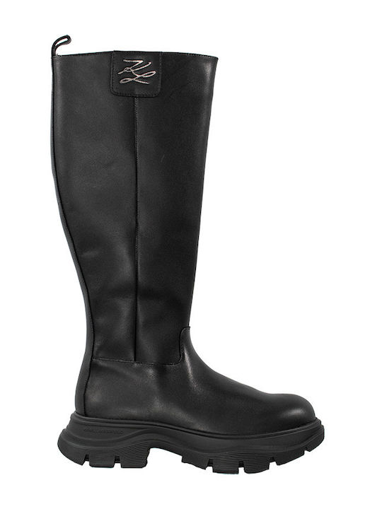 Karl Lagerfeld Luna II Leather Women's Boots Riding Black