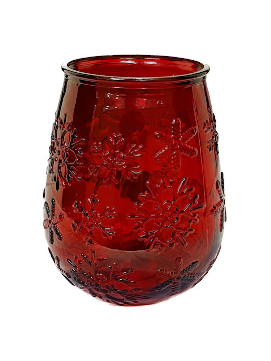 Christmas Glass Red Candlestick 13x11cm