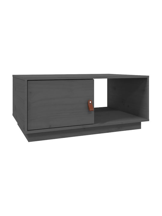 Rectangular Solid Wood Coffee Table Γκρι L80xW5...