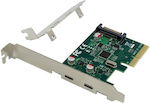 Powertech Card de control PCIe cu 2 porturi Tip-C