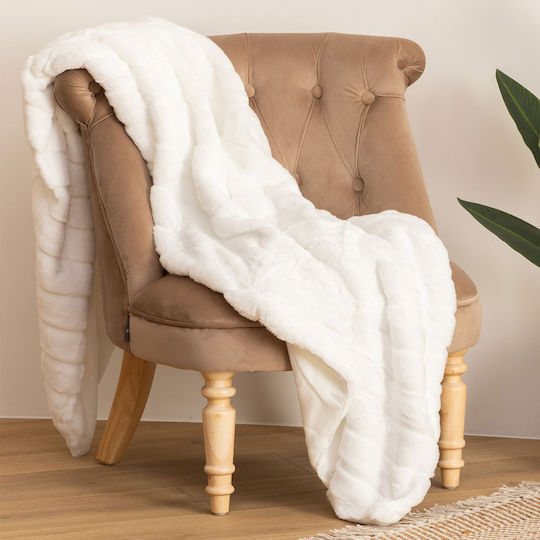 A-S Manoir Furry Blanket for Sofa 120x160cm White