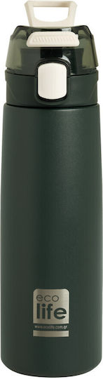 Ecolife Thermos Bottle Thermos Stainless Steel BPA Free 550ml Dark Green with Mouthpiece