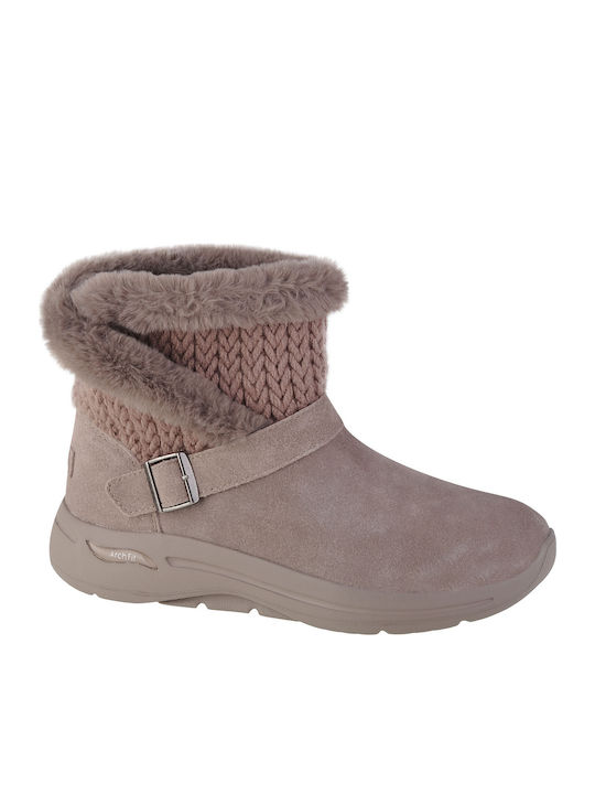 Go Walk Arch Fit True Embrace Ghete dama cu platformă cu blană Roz