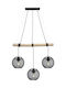 Avide ABPL-3XE27-LATTID Pendant Light Black Rail with Socket E27 70x20cm
