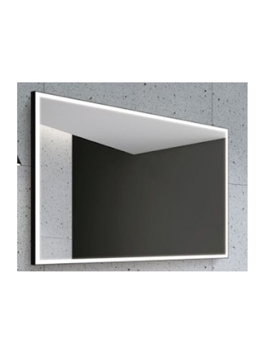 Imex Suiza Rechteckiger Badezimmerspiegel LED aus Metall 80x100cm Schwarz