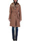 Women's Camel Coat with Fur Details