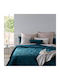 A-S Velvet Leaf Coverlet Queen Size from Polyester Blue 240x260cm