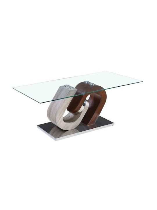 Rectangular Glass Coffee Table Καφέ L120xW60xH45cm