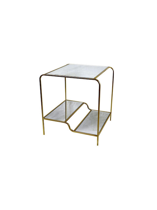 Rectangular Glass Side Table Χρυσό L50xW50xH55cm