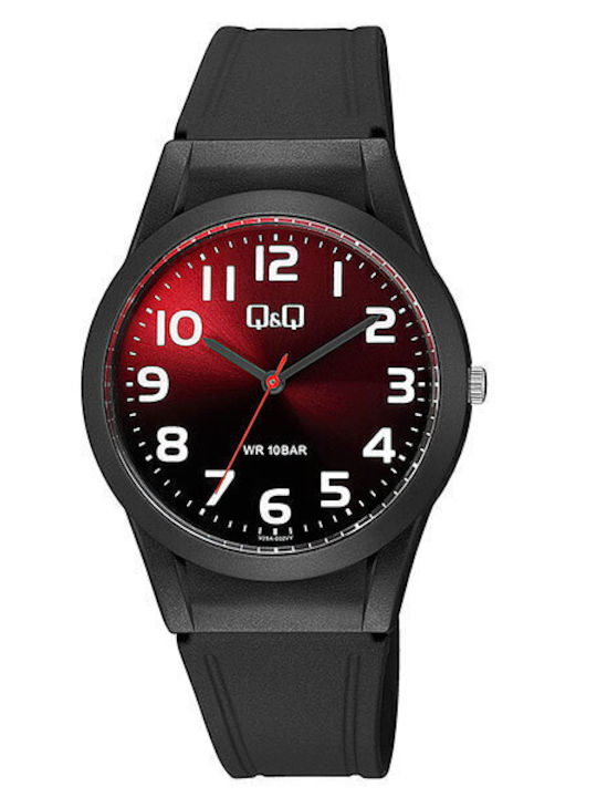 Q&Q Ανδρικό Ρολόι 38mm Μπαταρίας με Μαύρο Καουτσούκ Λουράκι