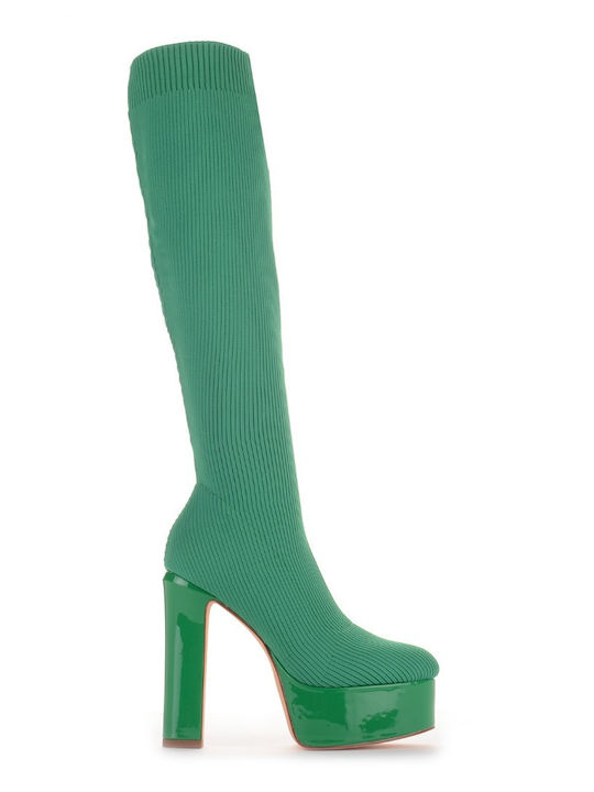 Famous Shoes Γυναικείες Μπότες Πράσινες