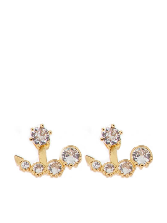 Ro-Ro Accessories Σκουλαρίκια Ear Jackets Επιχρυσωμένα με Πέτρες