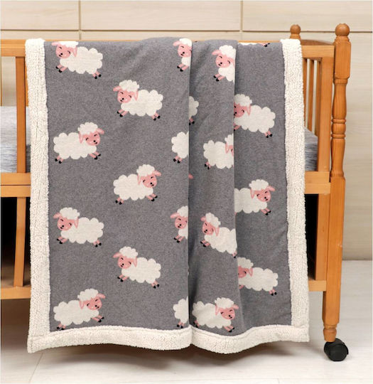 Liolios Home Одеяло Детско легло Sheep Сив 100x120см.