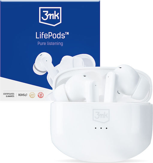 3MK LifePods In-ear Bluetooth Handsfree Ακουστικά με Θήκη Φόρτισης Λευκά