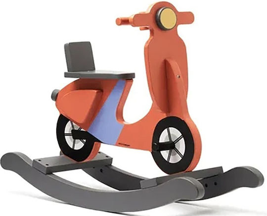 Kids Concept Wooden Rocking Toy Scooter for 18+ months with Max Load Capacity 50kg Orange