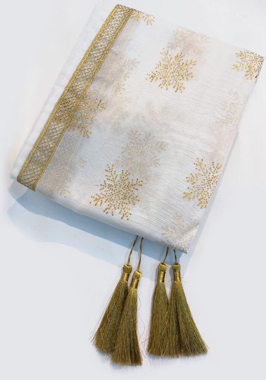 JK Home Decoration Χριστουγεννιάτικο Τραπεζομάντηλο Υφασμάτινο Νιφάδες 145x145εκ.