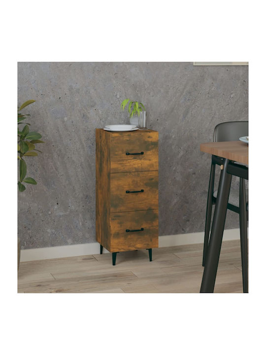 Drawers Storage Wooden Smoky Oak L34.5xW34xH90cm