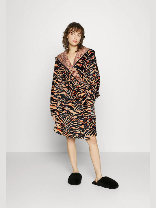 DKNY Χειμερινή Γυναικεία Ρόμπα Leopard