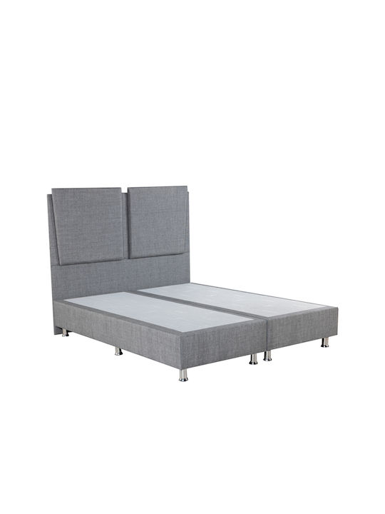 Gondry Super Double Bed Padded with Fabric without Slats Γκρι 160x200cm