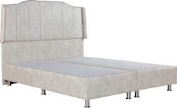 Bismuth Κρεβάτι Υπέρδιπλο Επενδυμένο με Ύφασμα Ανοιχτό Γκρι για Στρώμα 160x200cm