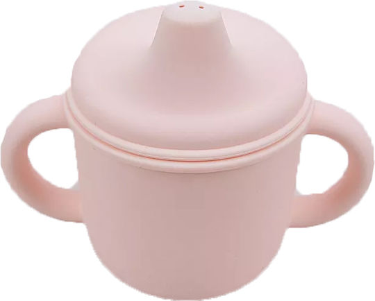 Baby Donkey Baby Cup with Handles and Straw made of Silicone Pink 150ml for 6m+m+