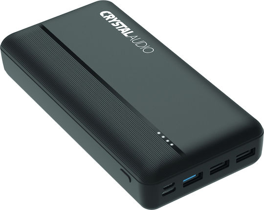 Crystal Audio PBK6K Power Bank 30000mAh 22.5W cu 3 Porturi USB-A și Port USB-C Livrarea energiei Negru