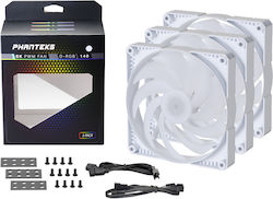 Phanteks PH-F140SK Case Fan με RGB Φωτισμό και Σύνδεση 4-Pin PWM 3τμχ Λευκό