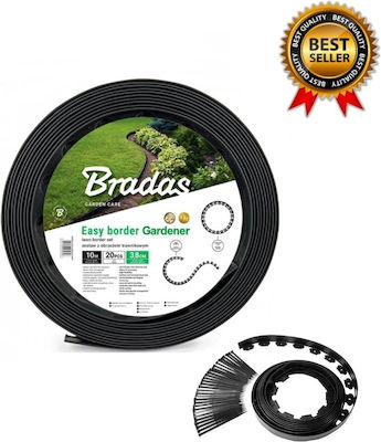 Bradas Διαχωριστικό Γκαζόν Rulou de Gard din Plastic cu Garduri în Culoarea Negru 5.5cm x 10.0m